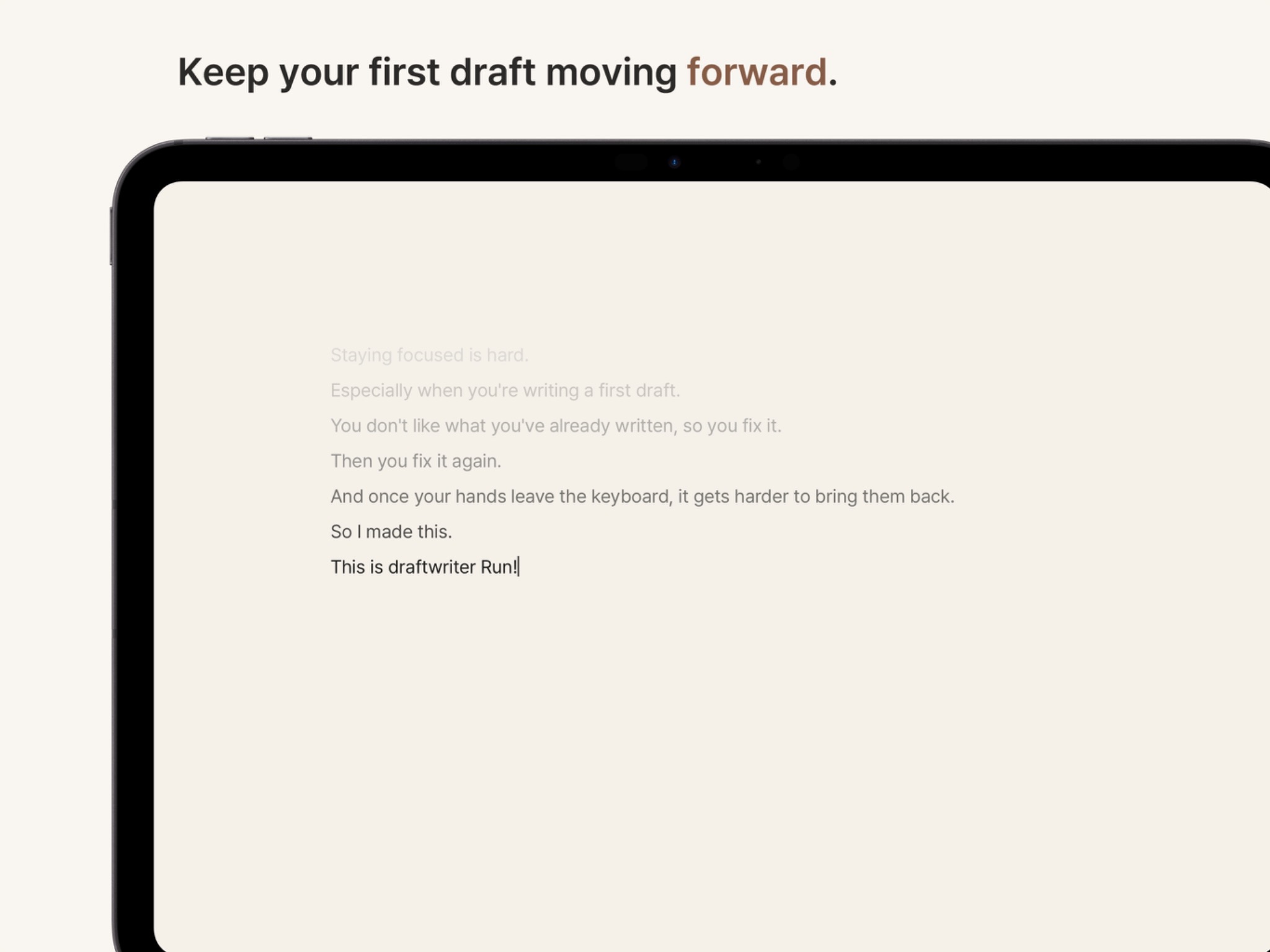 draftwriter Run+ iPad 집필 화면