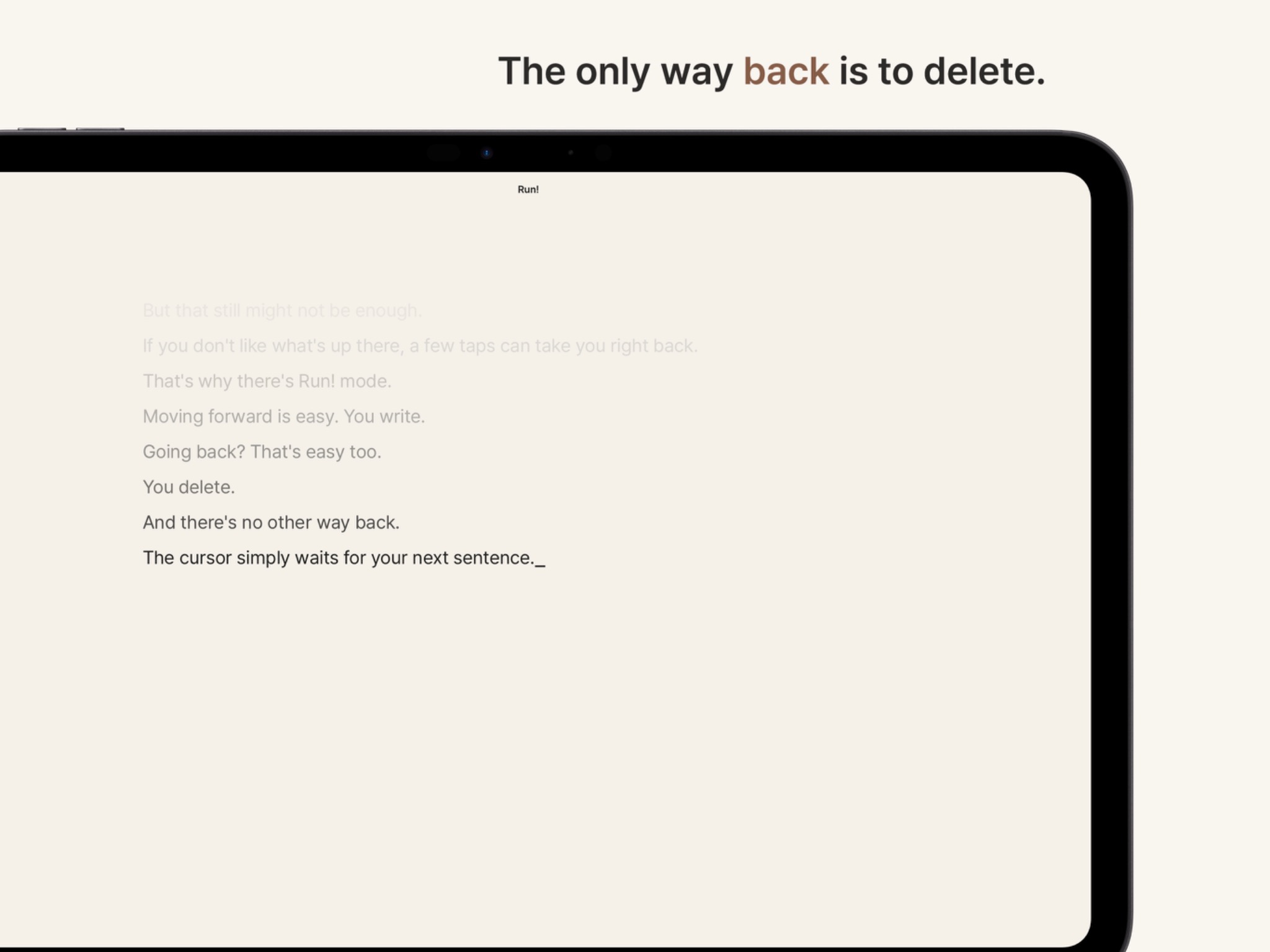draftwriter Run+ iPad Run! Mode 화면